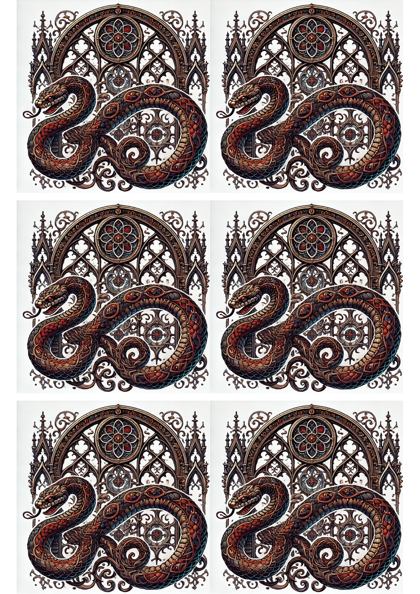 Reispapier für Decoupage-Schlange im Gothic-Stil Collage Kat. Nr. 2459