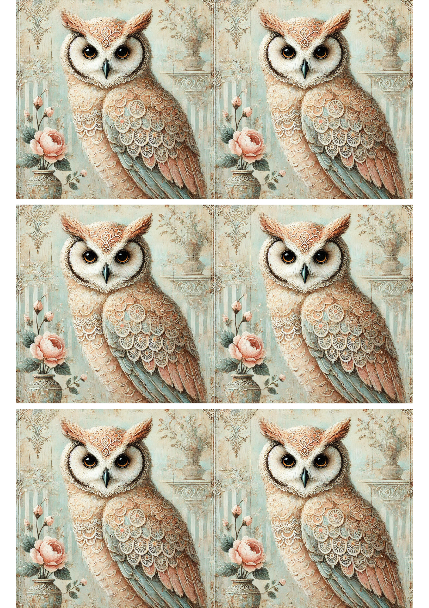 Reispapier für Decoupage Eule Shabby Chic Collage Kat. Nr. 2479