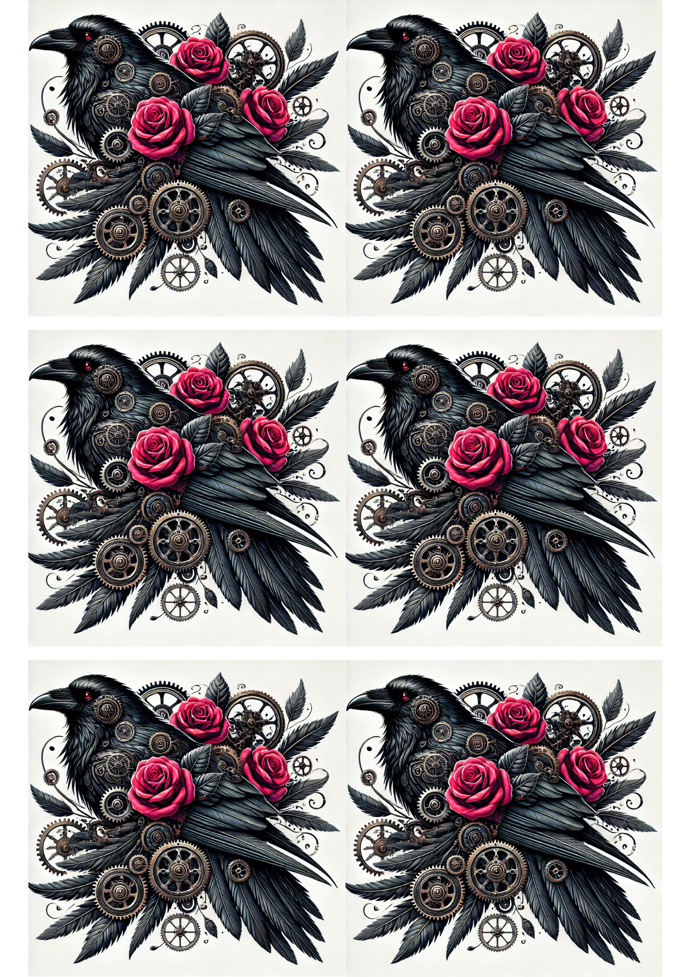 Reispapier für Decoupage Rabe Steampunk Collage Kat. Nr. 2903