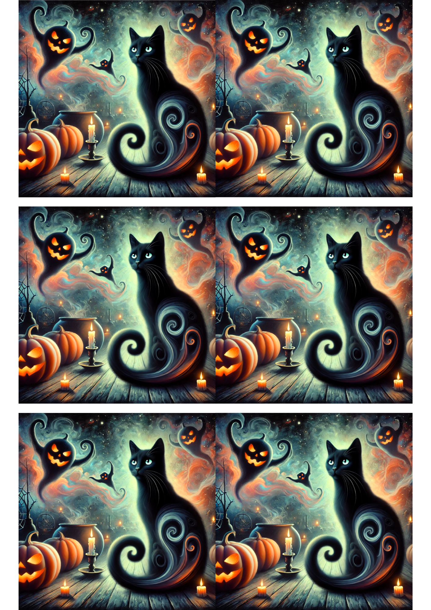 Reispapier für Decoupage Katze Surreal Halloween 2 Collage Kat. Nr. 2909