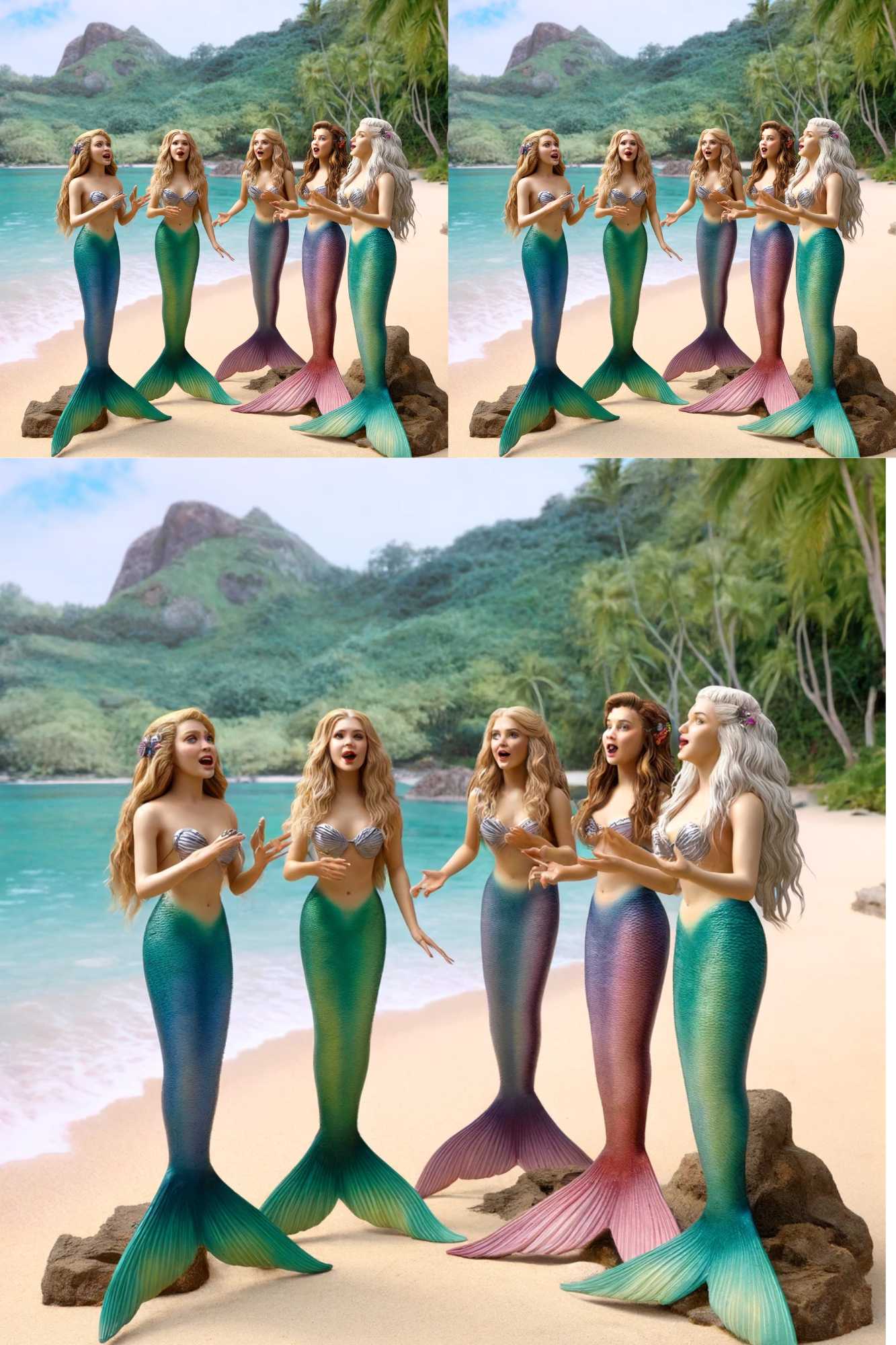 Reispapier für Decoupage Meerjungfrauen singen auf Hawaii Collage Kat. Nr. 851