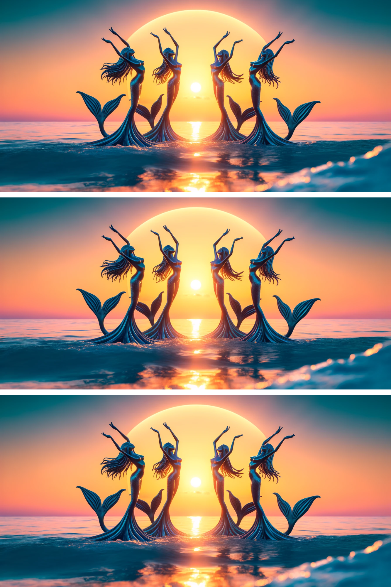 Reispapier für Decoupage-Collage „Meerjungfrauen tanzen bei Sonnenaufgang“, Kat. Nr. 427