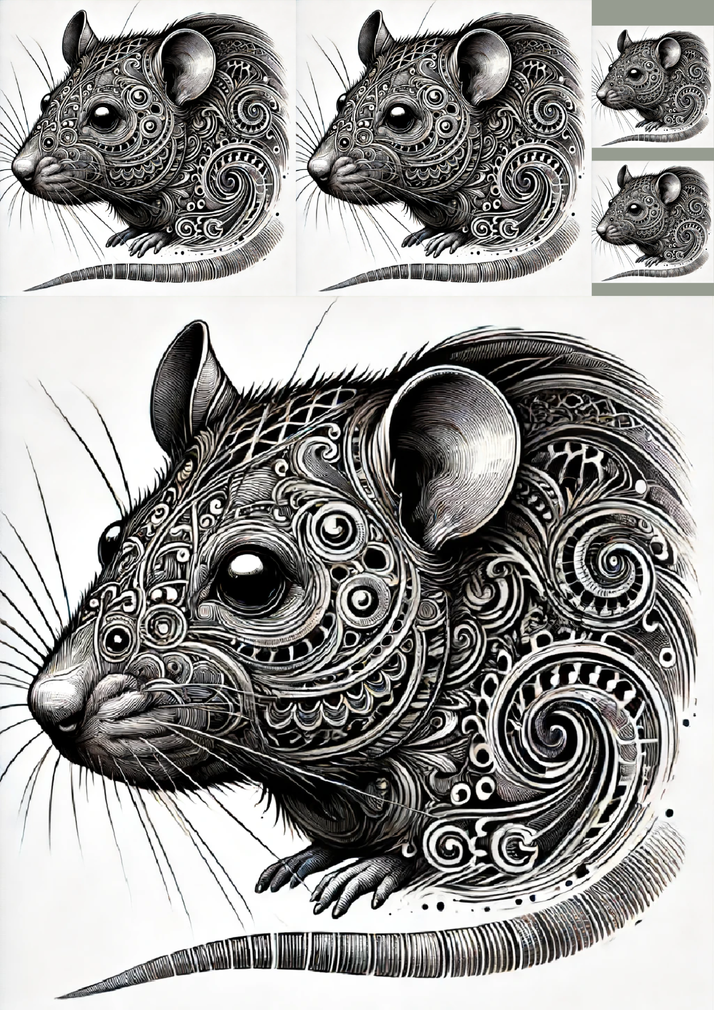 Reispapier für Decoupage-Ratte im Gothic-Stil Collage Kat. Nr. 1240