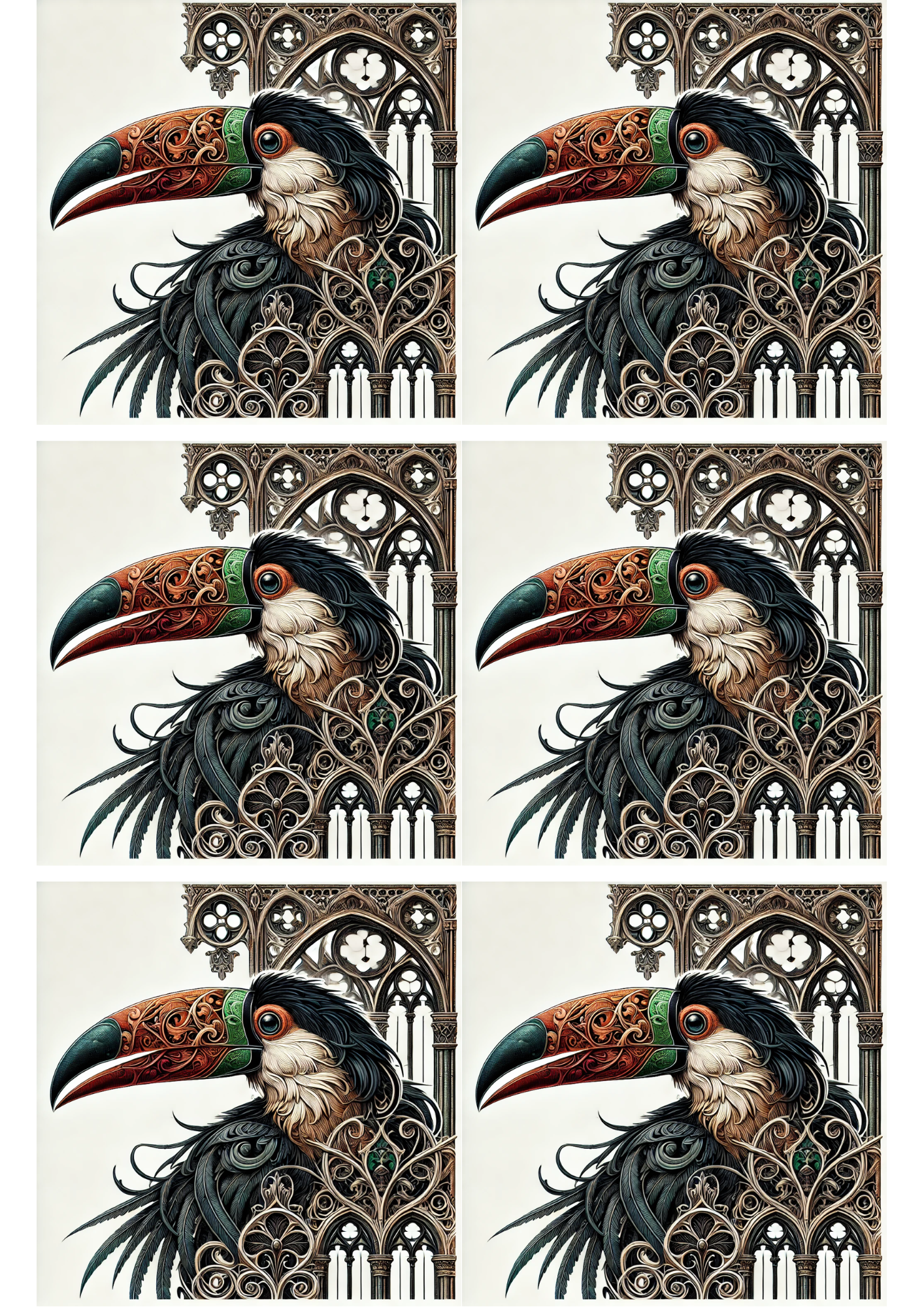 Reispapier für Decoupage, Tukan, Gothic-Stil, Collage, Kat. Nr. 2547