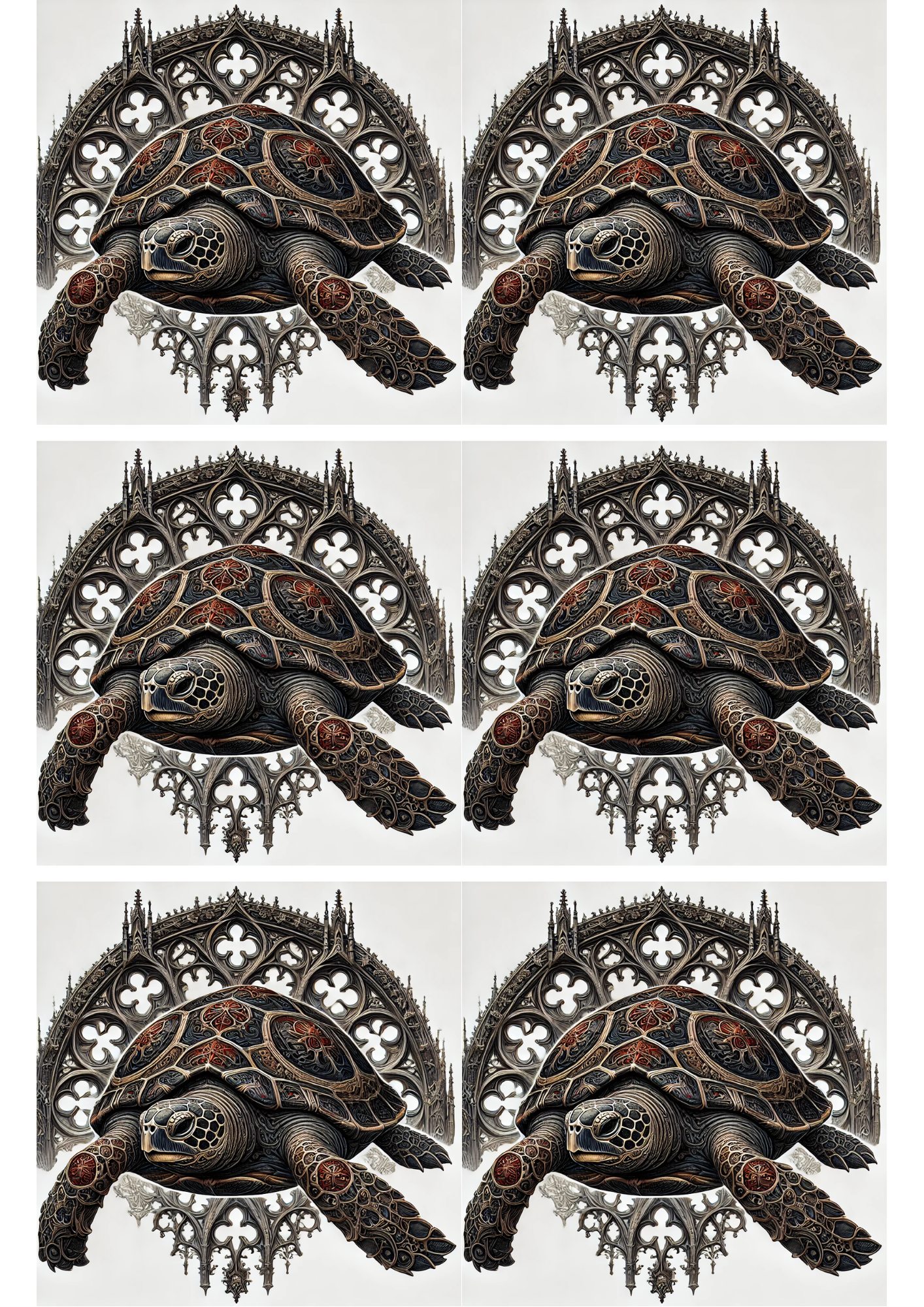 Reispapier für Decoupage-Schildkröte im gotischen Stil Collage Kat. Nr. 2549