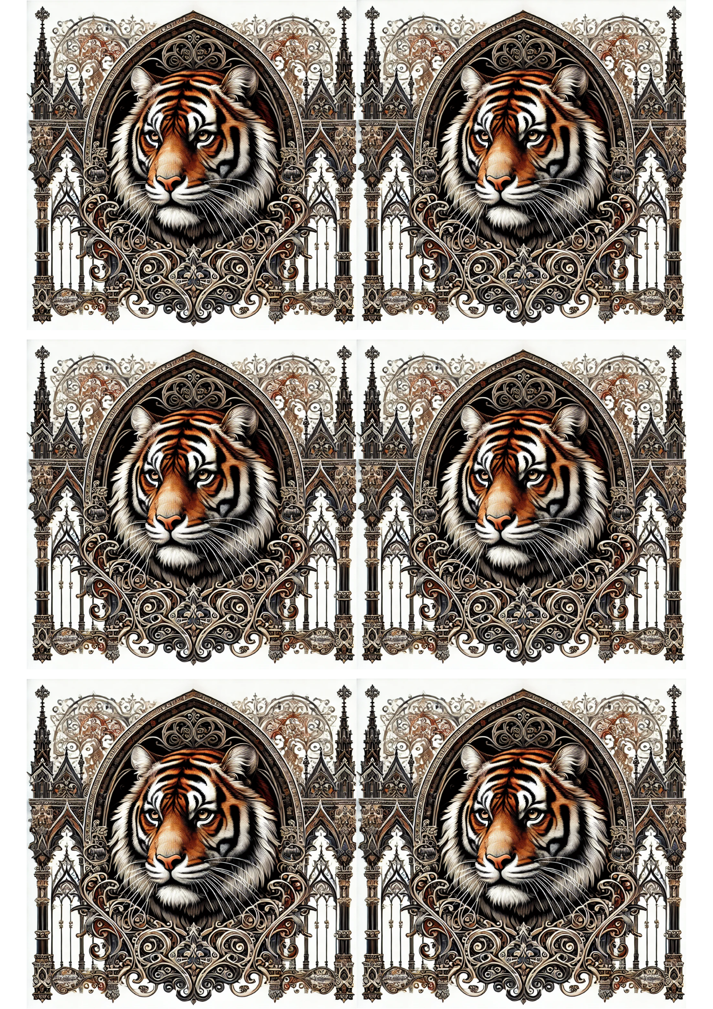 Reispapier für Decoupage Bengal Tiger Gothic Style Collage Kat. Nr. 2551