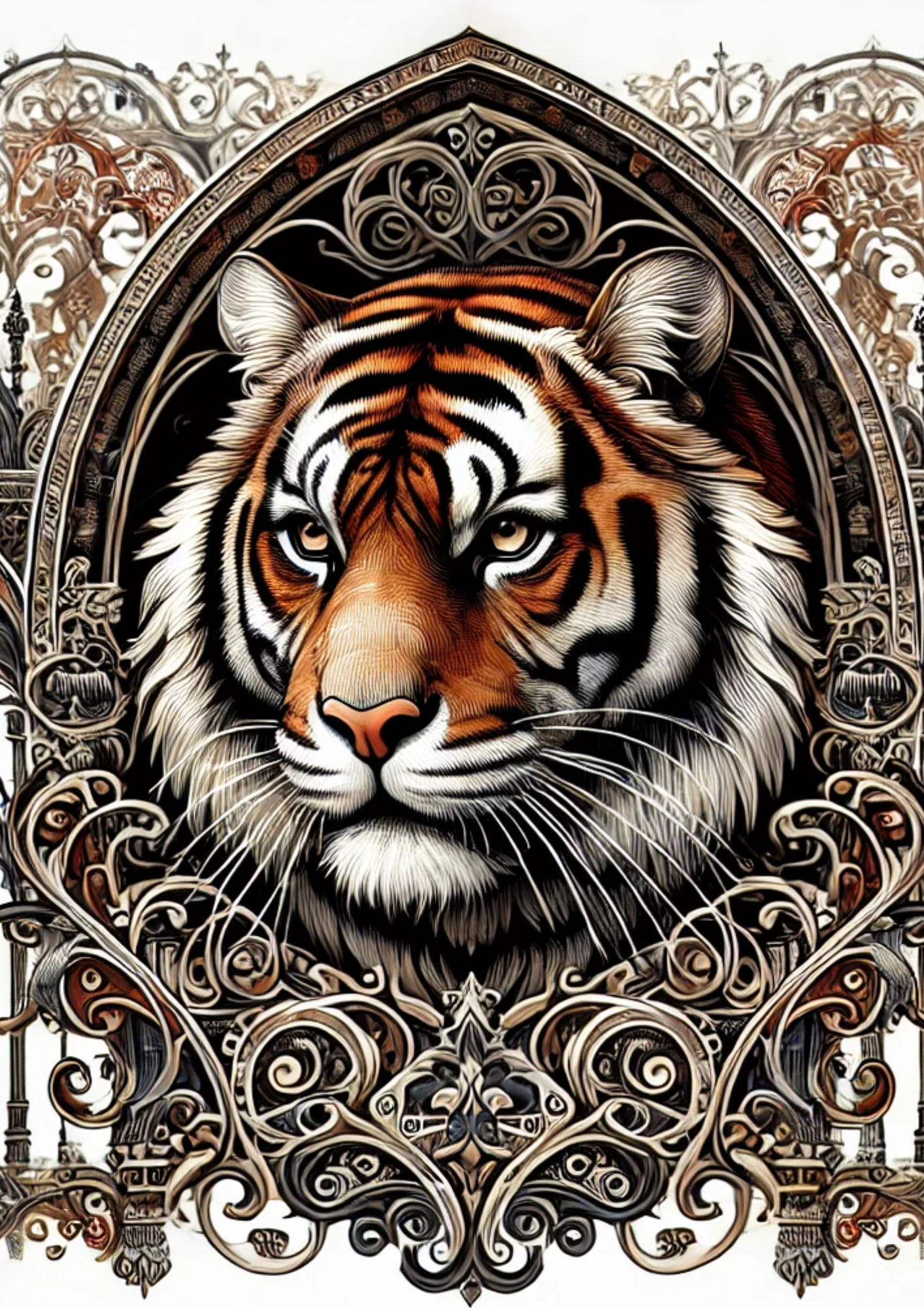 Reispapier für Decoupage, Bengalischer Tiger, Gothic-Stil, vollständige Kat.-Nr. 2552