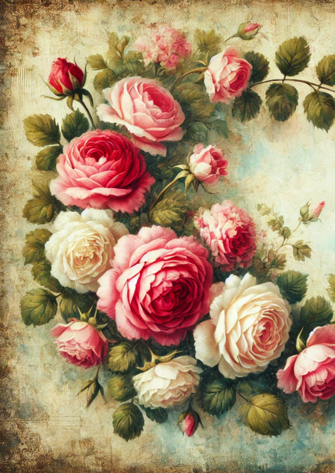 Rice Paper For Decoupage Vintage Rose Garland Full Cat. No. 2640