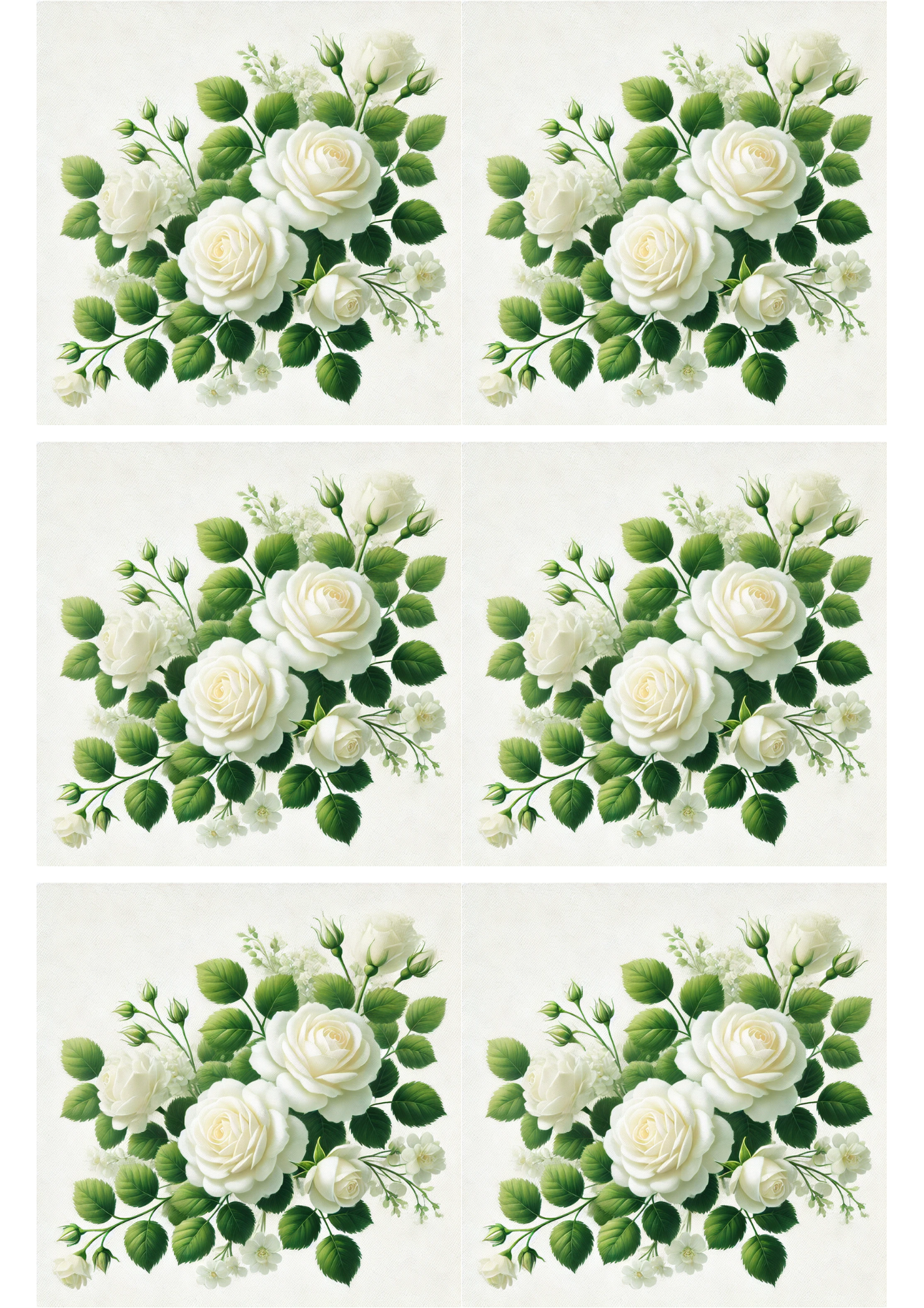 Rice Paper For Decoupage White Rose Garland Collage Cat. No. 2649