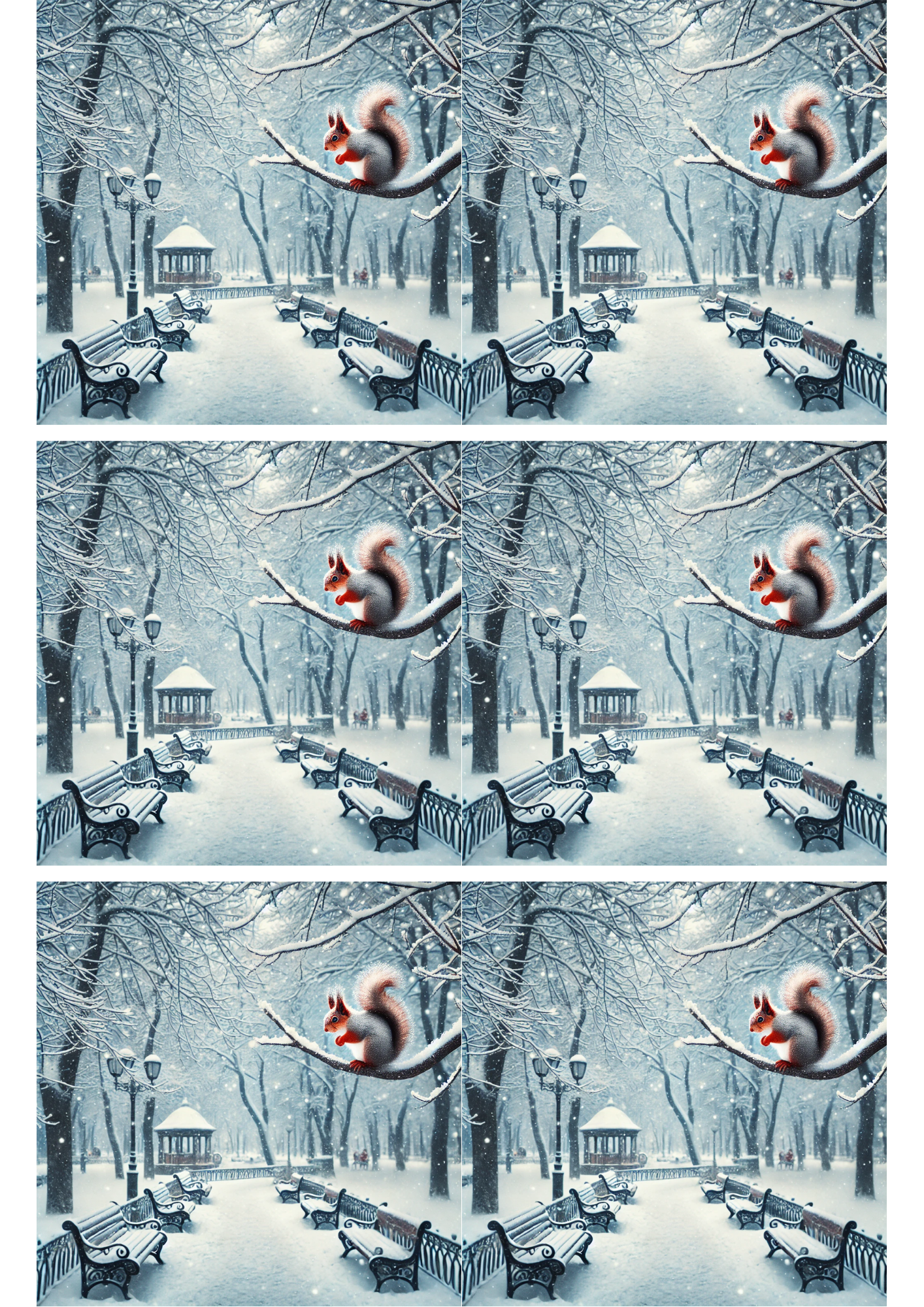 Reispapier für Decoupage Eichhörnchen im Park im Winter Collage Kat. Nr. 2651