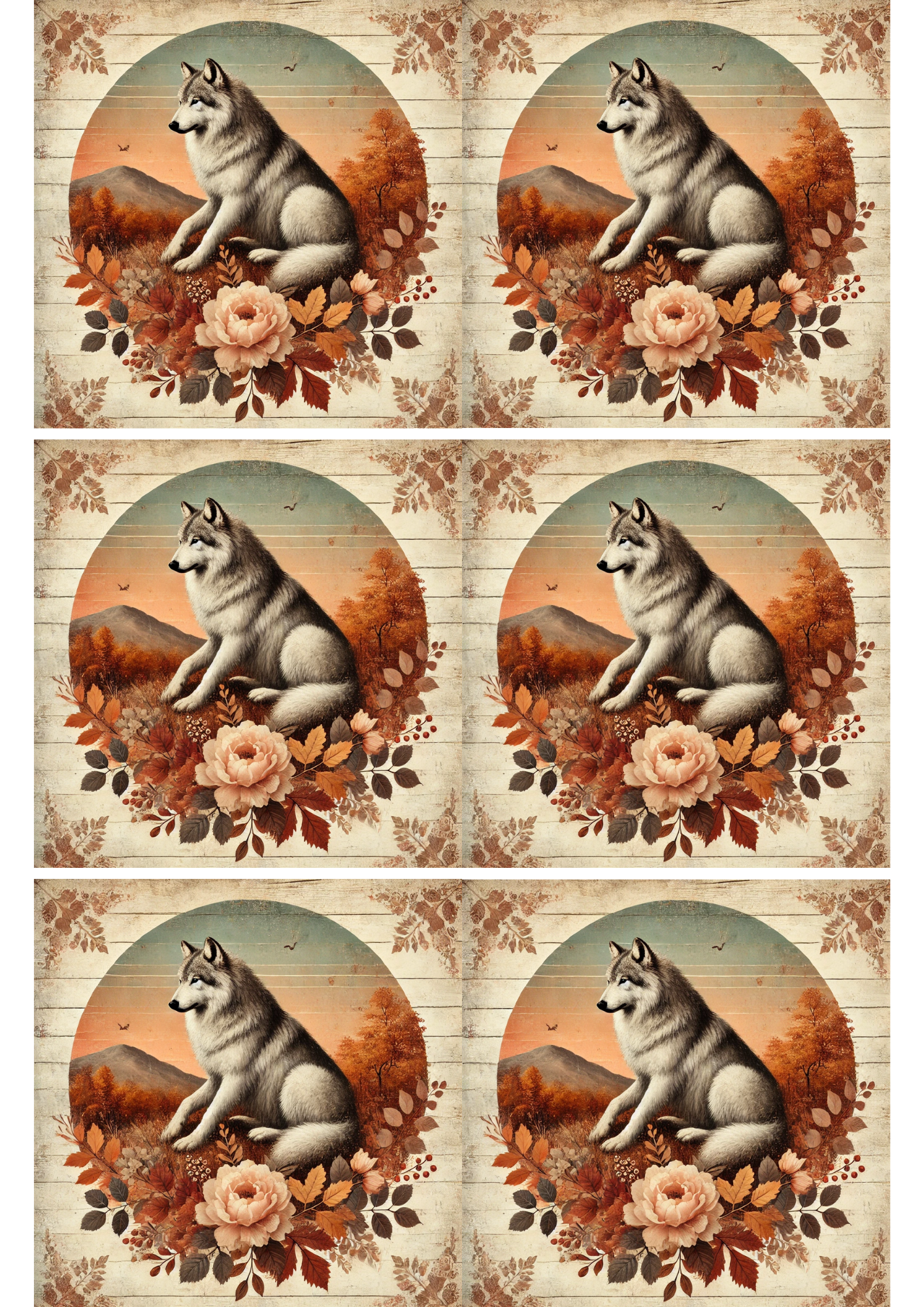 Reispapier für Decoupage Wolf im Herbst 3 Collage Kat. Nr. 2663