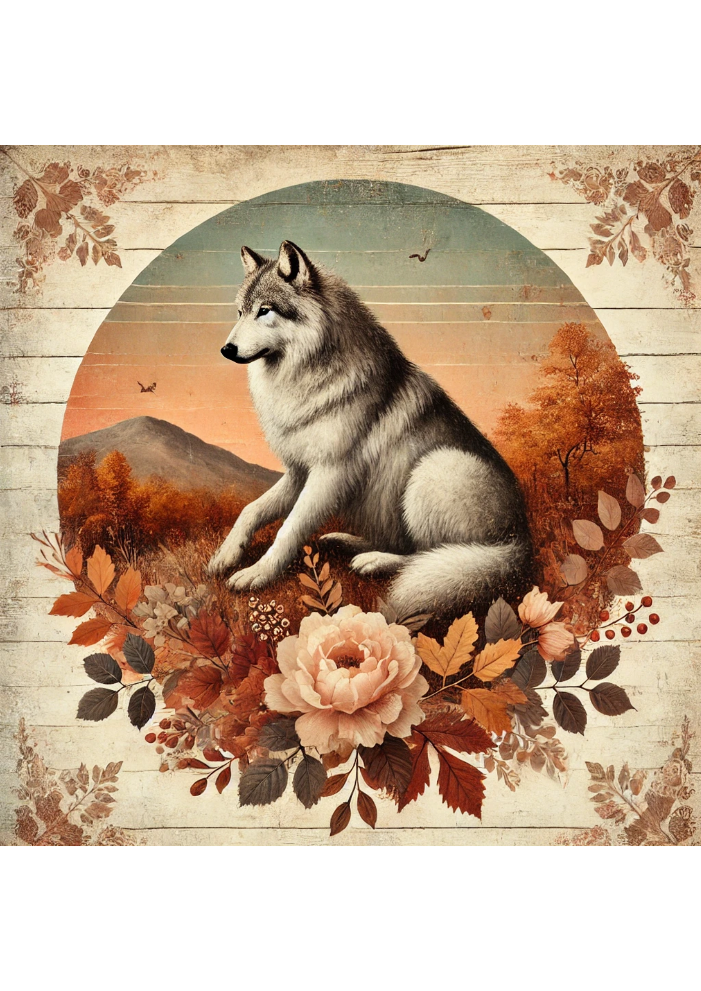 Reispapier für Decoupage Wolf im Herbst 3 Volle Kat. Nr. 2664