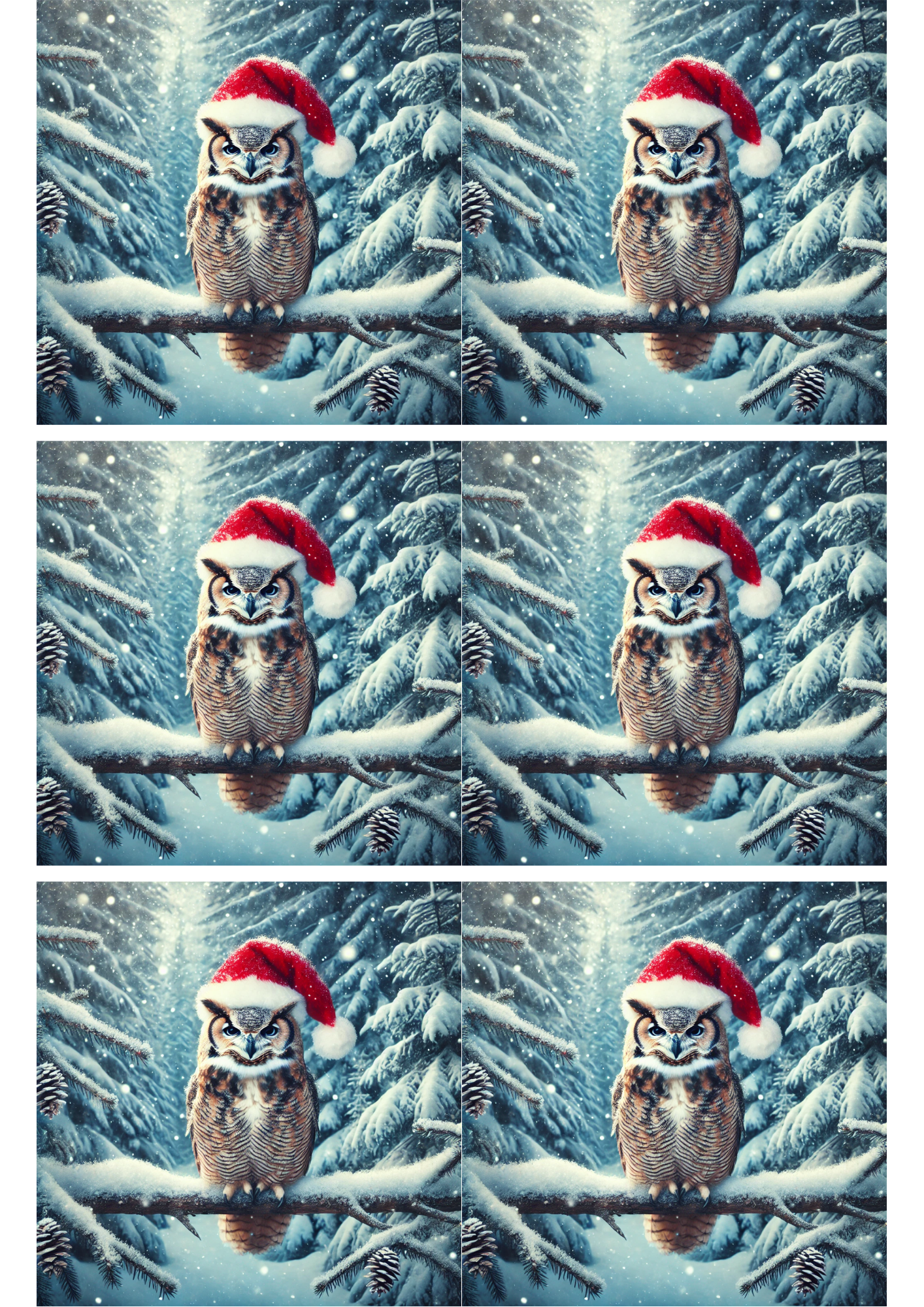 Rice Paper For Decoupage Owl In Winter With Hat 2 Collage Cat. No. 2673