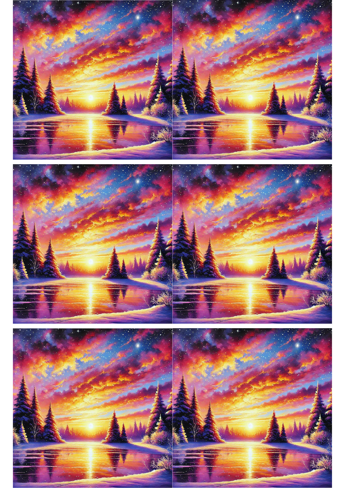 Rice Paper For Decoupage Winter Sunset Collage Cat. No. 2679