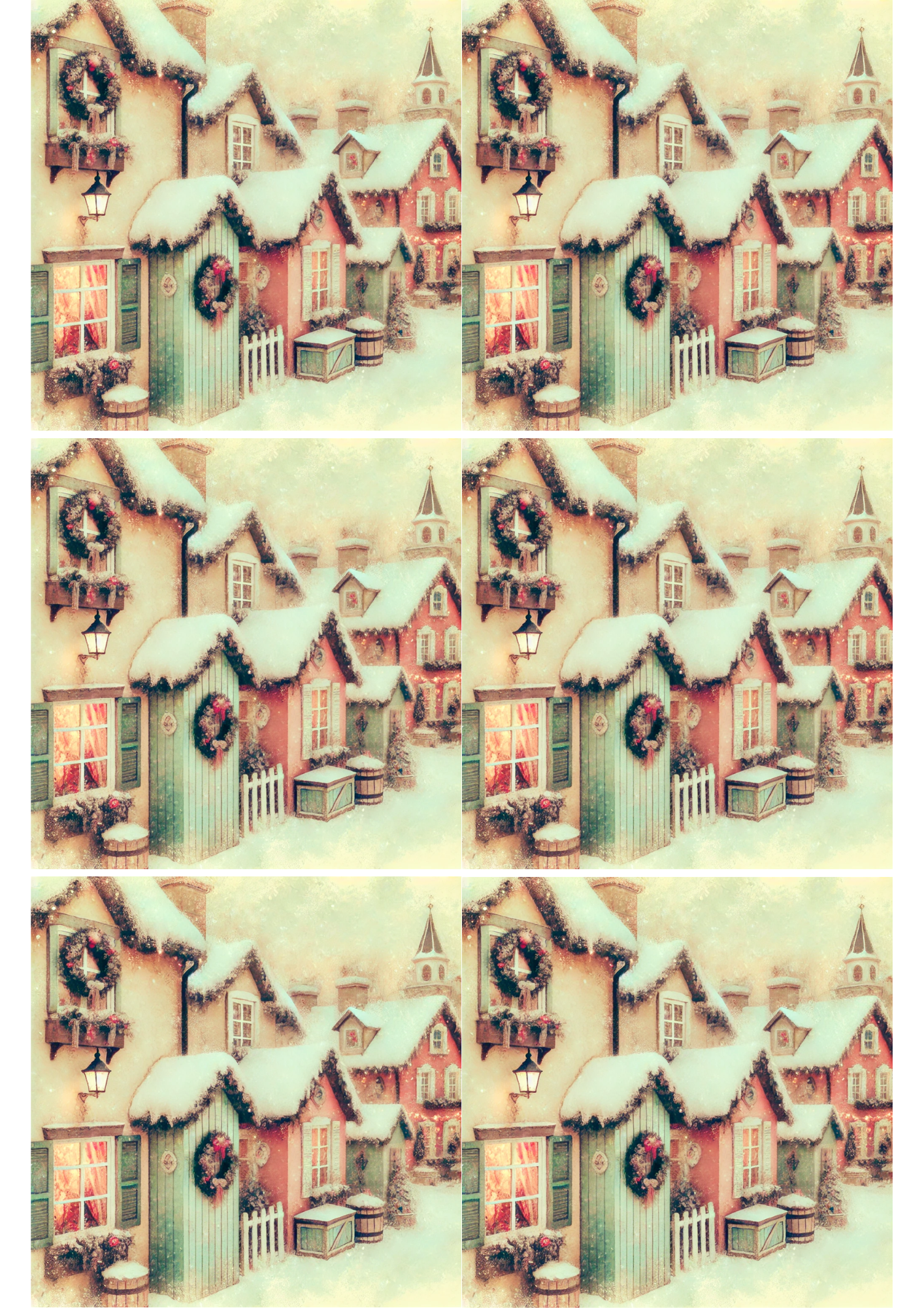 Rice Paper For Decoupage Winter Village 2 Collage Cat. No. 2781