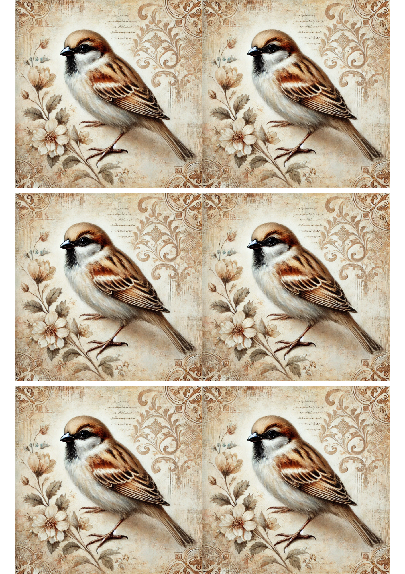 Reispapier für Decoupage Spatz Shabby Chic Collage Kat. Nr. 2693