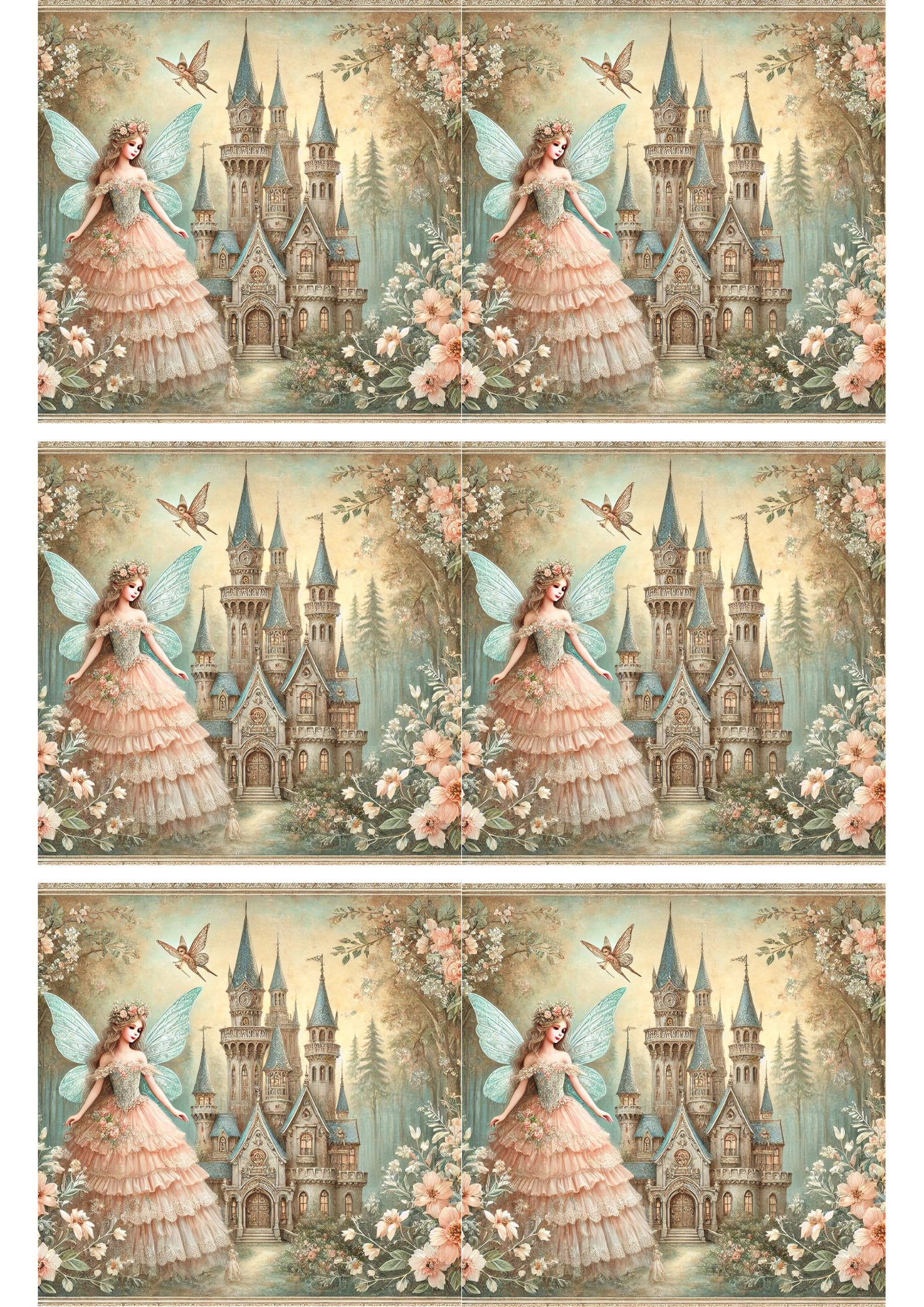 Reispapier für Decoupage Schloss und Prinzessin Shabby Chic Collage Kat. Nr. 2929