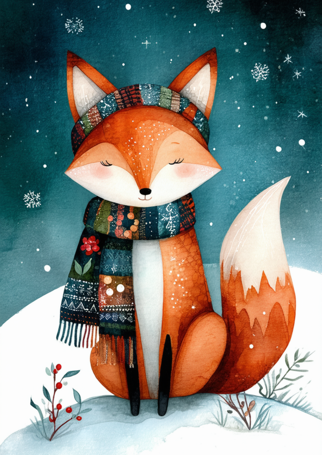 Rice Paper For Decoupage Winter Fox Full Cat. No. 10011