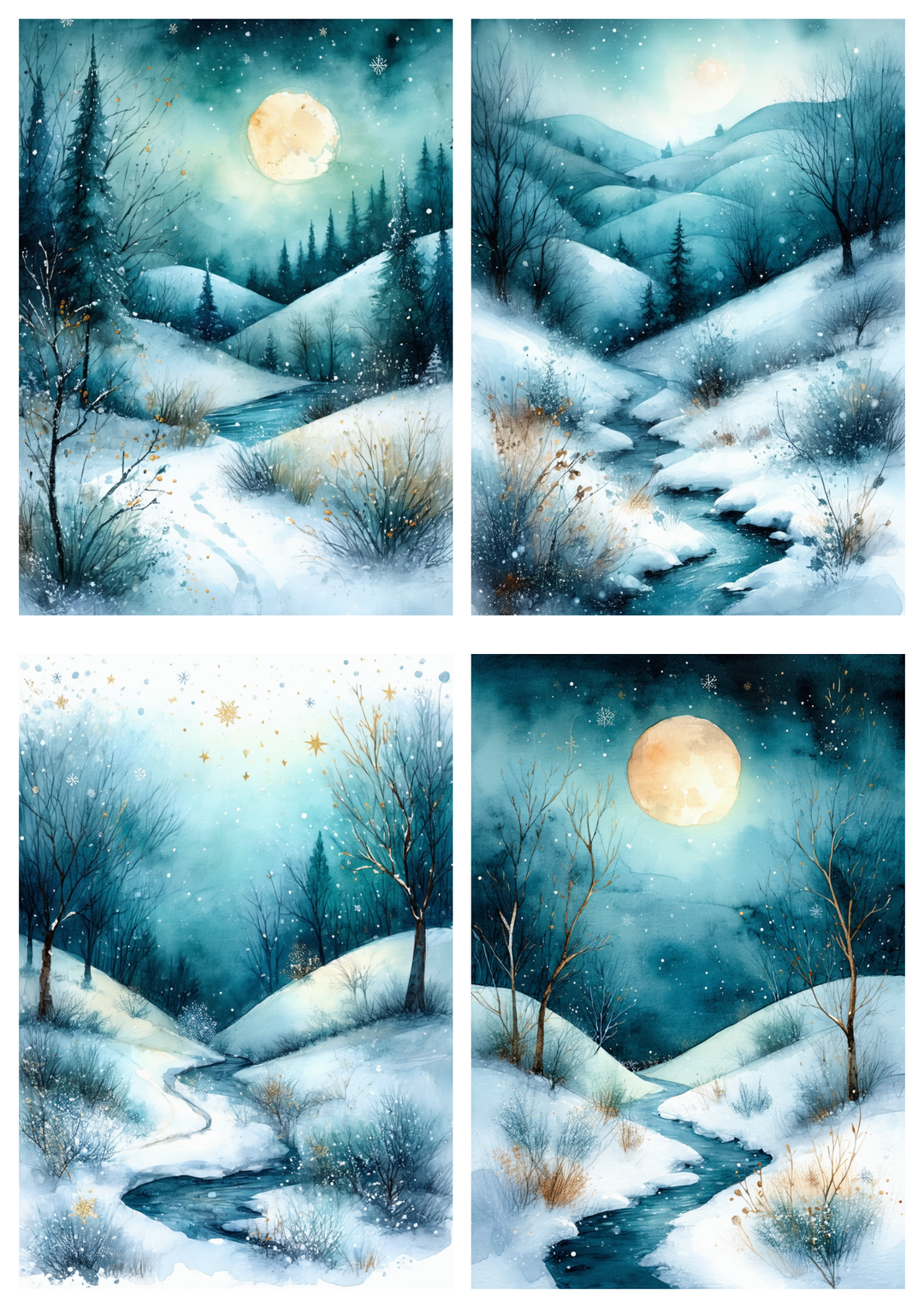 Rice Paper For Decoupage Winter Landscape Collage Cat. No. 10016