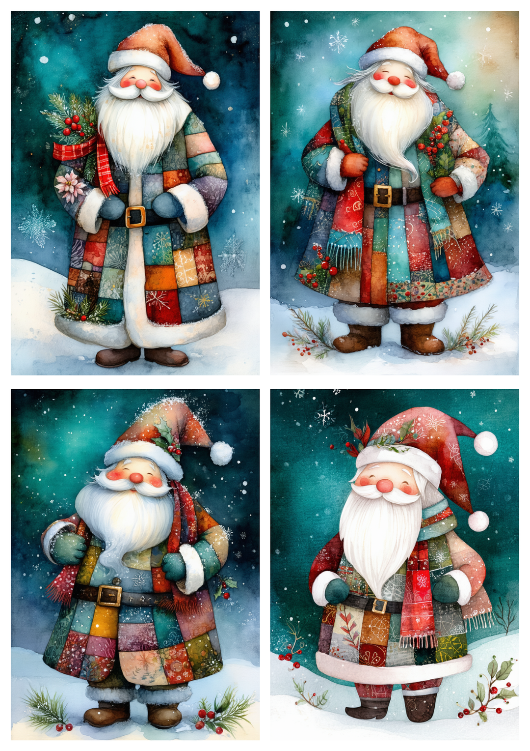 Rice Paper For Decoupage Patchwork Santa Collage Cat. No. 10029