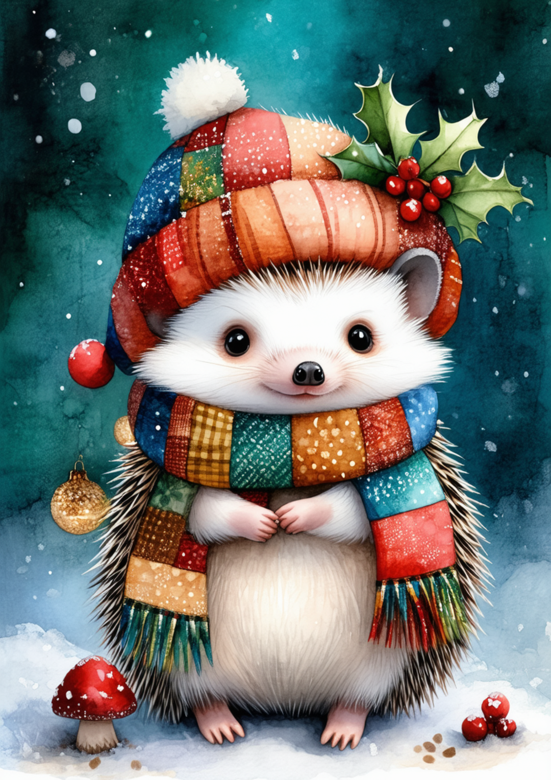 Rice Paper For Decoupage The Cosy Christmas Hedgehog Full Cat. No. 10045