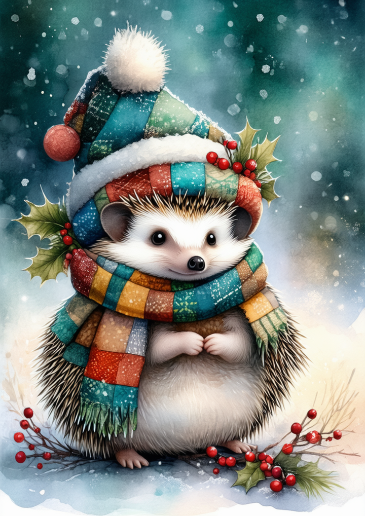 Rice Paper For Decoupage The Cosy Christmas Hedgehog Full Cat. No. 10046