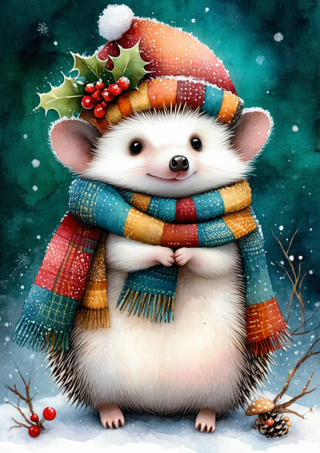 Rice Paper For Decoupage The Cosy Christmas Hedgehog Full Cat. No. 10048
