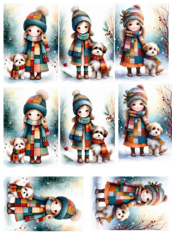 Rice Paper For Decoupage My Faithful Christmas Friend Collage Cat. No. 10052