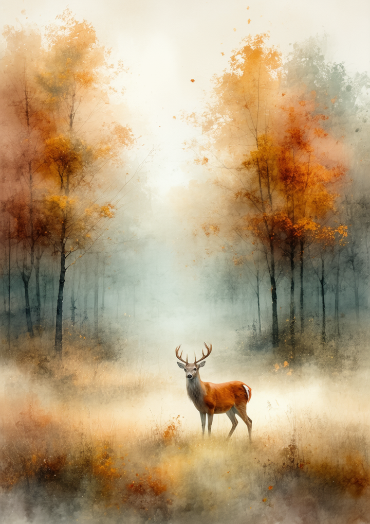 Rice Paper For Decoupage Autumn Landscape &amp; Deer Full Cat. No. 10053