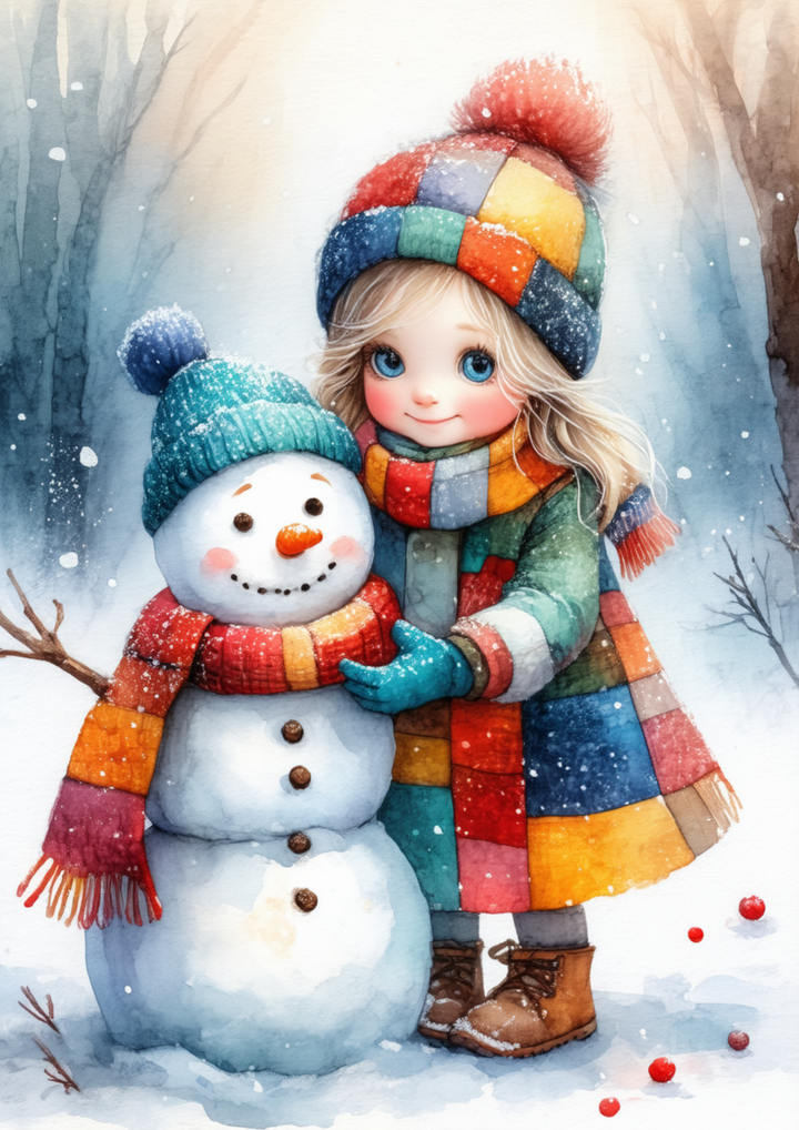 Rice Paper For Decoupage The Patchwork Girl and Snowman Full  Cat. No. 10060