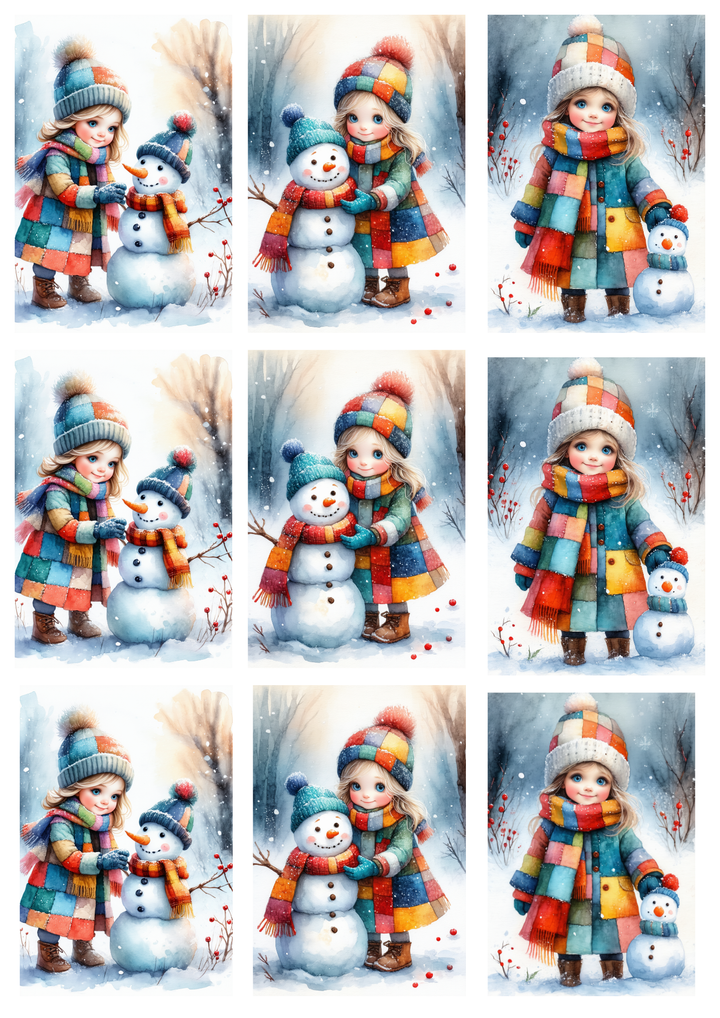 Rice Paper For Decoupage  My Little Snowman Collage Cat. No. 10062