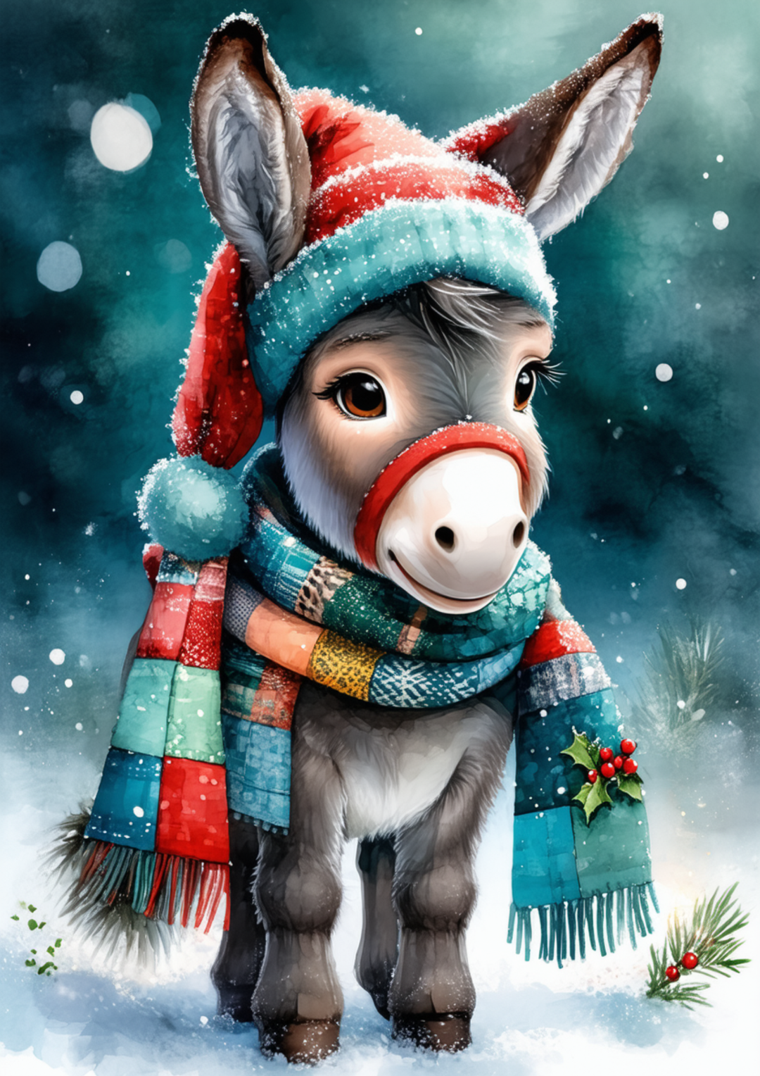 Rice Paper For Decoupage  Festive Little Donkey Full Cat. No. 10080