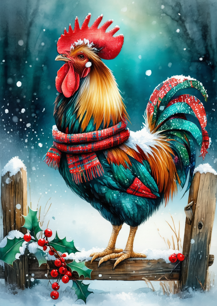 Rice Paper For Decoupage  Patchwork Rooster Full Cat. No. 10084