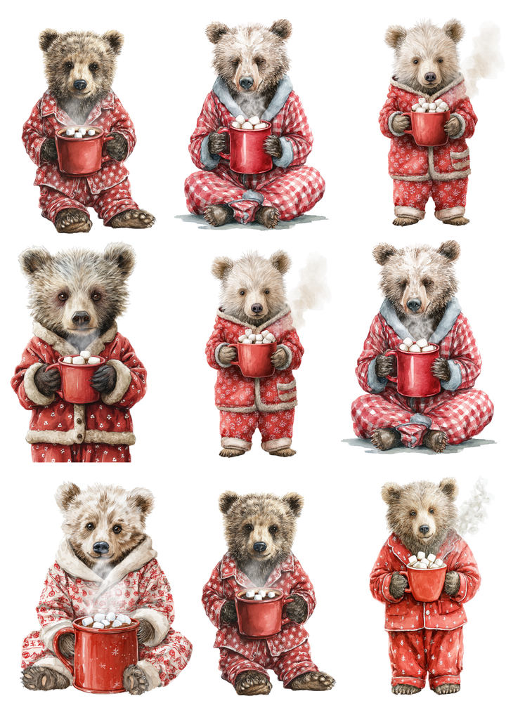 Rice Paper For Decoupage  Festive Teddy Bear Collage Cat. No. 10088