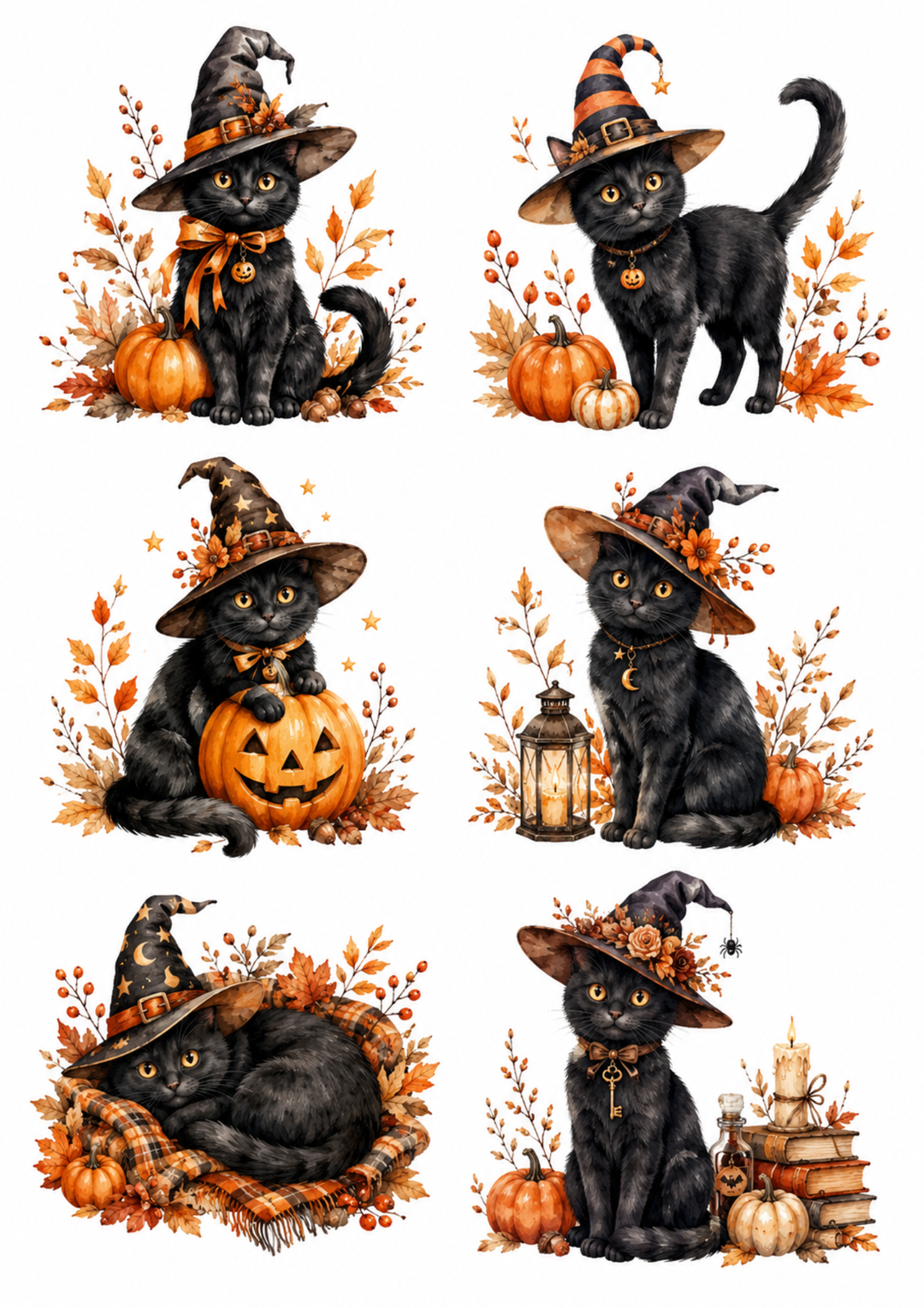 Rice Paper For Decoupage Halloween Black Cat Collage Cat. No. 10152