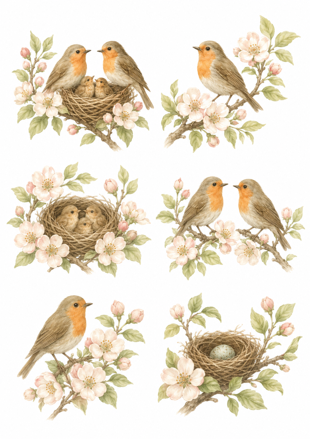 Rice Paper For Decoupage Red Robin on Branch Collage Cat. No. 10164