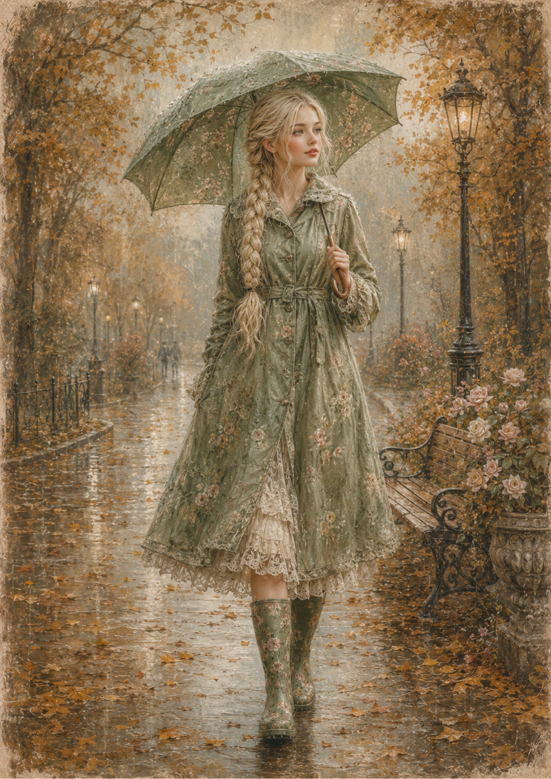 Rice Paper For Decoupage Autumn Rainy Day Full Cat. No. 10194