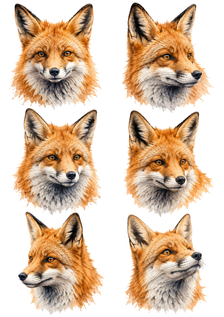 Rice Paper For Decoupage Fox Portrait Collage Cat. No. 10297