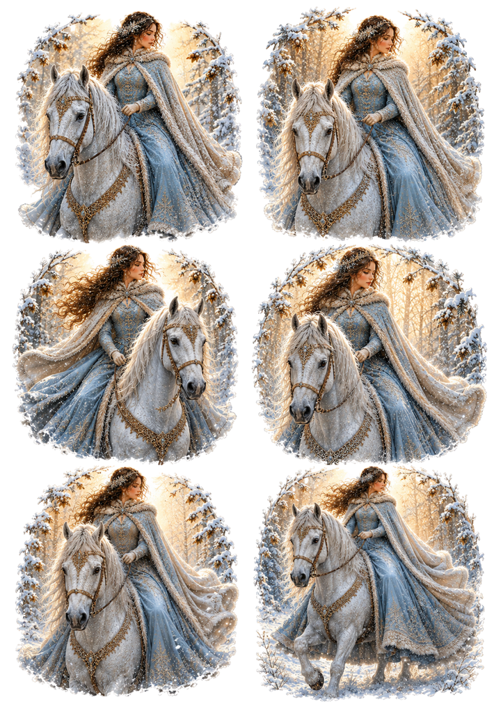 Rice Paper For Decoupage Beautiful Princess Ride Collage Cat. No. 10302