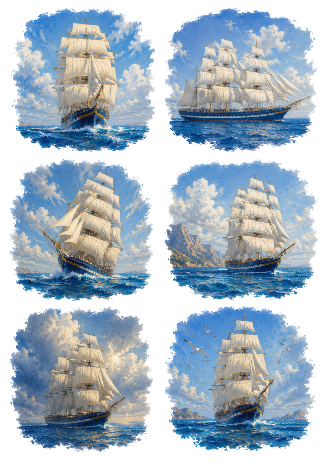 Rice Paper For Decoupage Majestic Ship Collage Cat. No. 10326