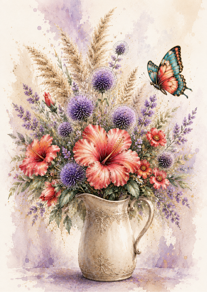 Rice Paper For Decoupage Vase of Flowers Full Cat. No. 10397
