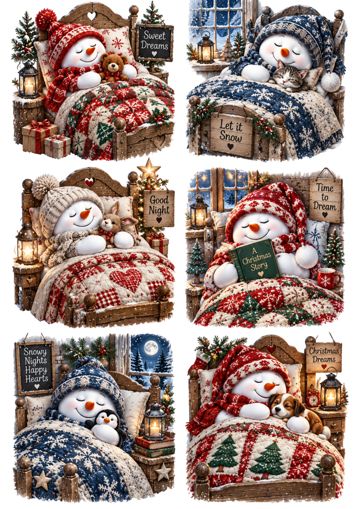 Rice Paper For Decoupage Cozy Winter Snowmen Moments Collage Cat. No. 10427