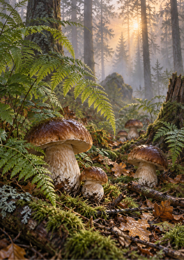 Rice Paper For Decoupage Porcini in the Morning Forest Full Cat. No 10518