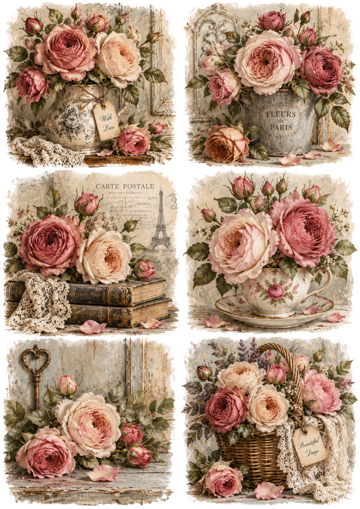 Reispapier für Decoupage, Blumenhintergrund, vollständig, Kat. Nr. 4809