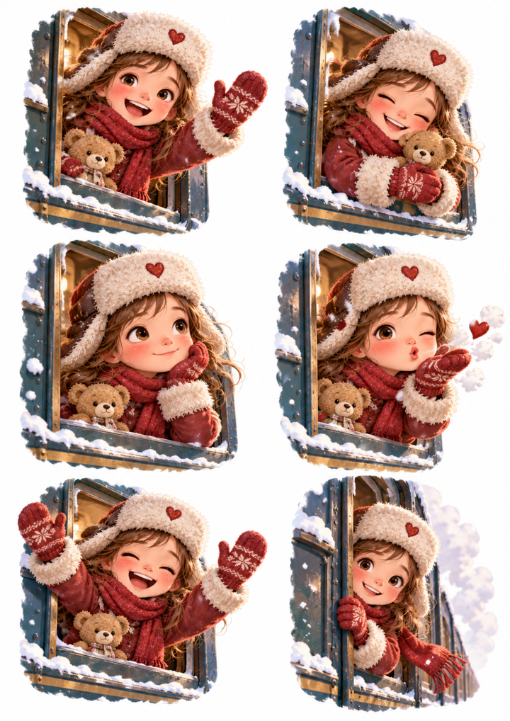 Rice Paper For Decoupage Winter Train Window Wishes Collage Cat. No 10644