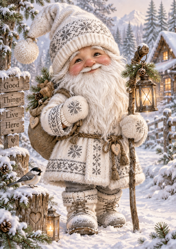 Rice Paper For Decoupage Cozy Gnome in a Snowy Winter Village Full  Cat. No 10647