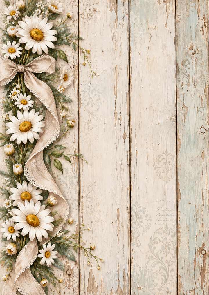 Rice Paper For Decoupage Shabby Chic Daisy Garland Backdrop Full  Cat. No 10663