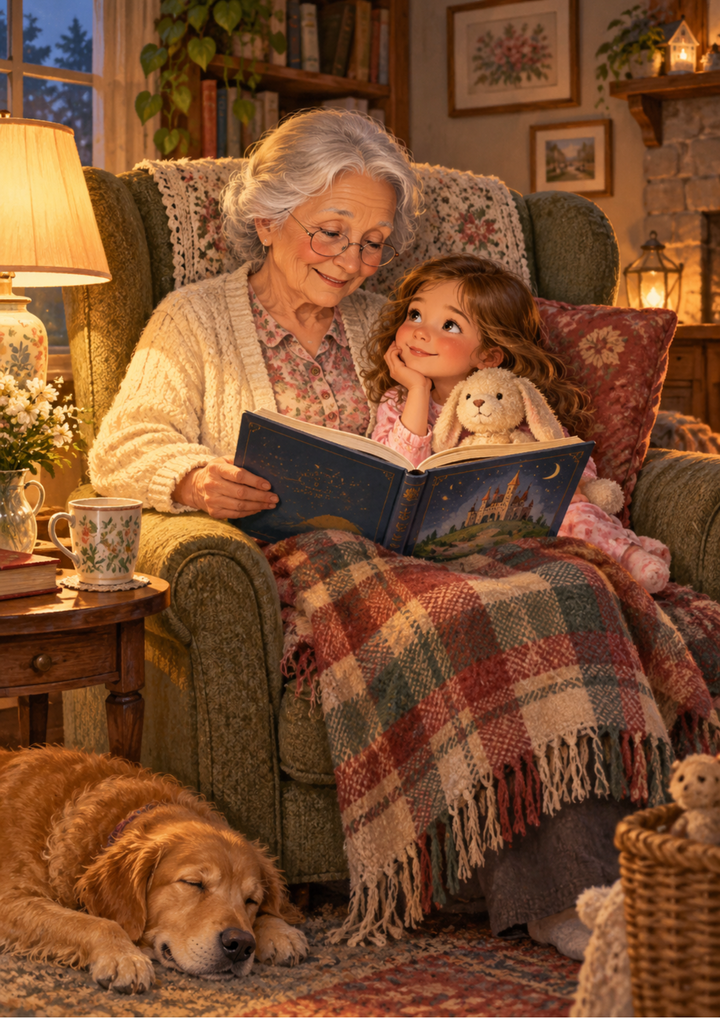 Rice Paper For Decoupage Grandmother’s Cosy Bedtime Story Full  Cat. No 10667