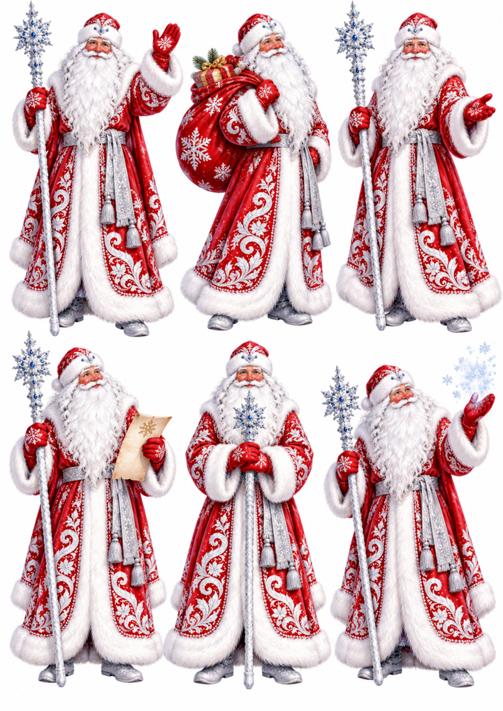 Rice Paper For Decoupage Traditional Father Frost Christmas Collage Cat. No 10668