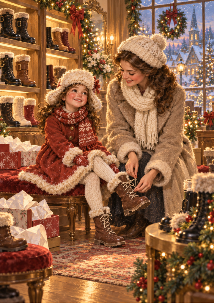 Rice Paper For Decoupage  Mother-Daughter Christmas Boot Shopping Full Cat. No 10677